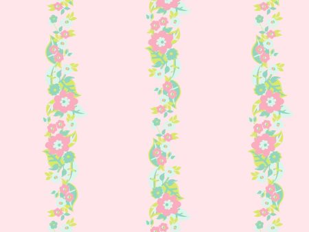 Floral Stripe  Wallpaper by Barbie™ - Piggy Bank Green on Sale