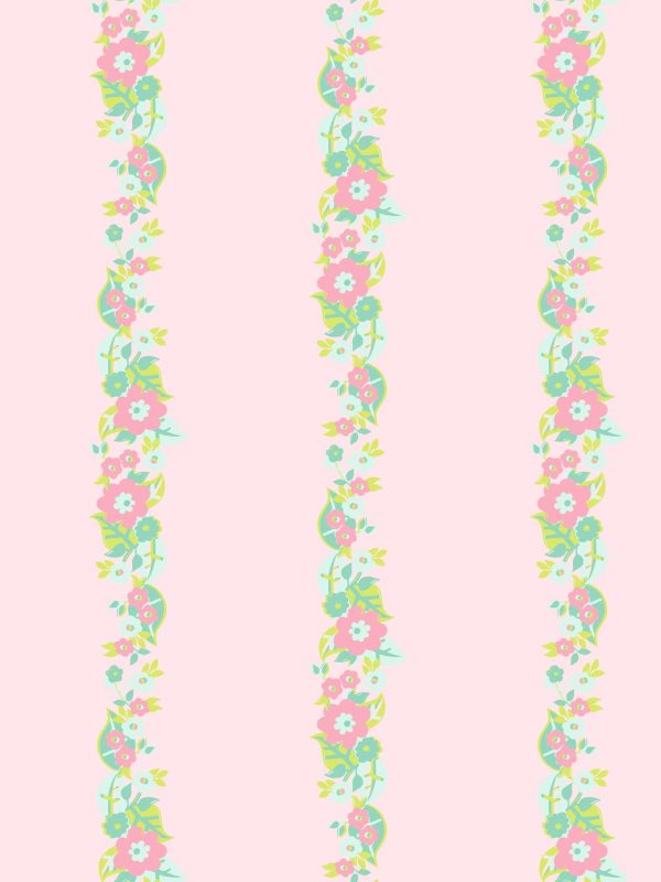 Floral Stripe  Wallpaper by Barbie™ - Piggy Bank Green on Sale