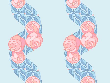 Groovy Floral Stripe  Wallpaper by Barbie™ - Baby Blue Online now