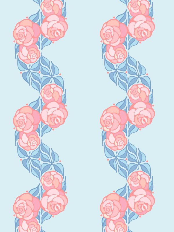 Groovy Floral Stripe  Wallpaper by Barbie™ - Baby Blue Online now