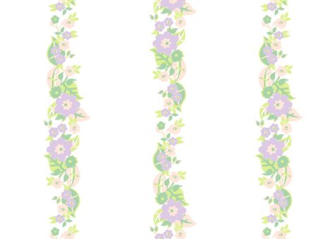 Floral Stripe  Wallpaper by Barbie™ - Lavender Peach Hot on Sale