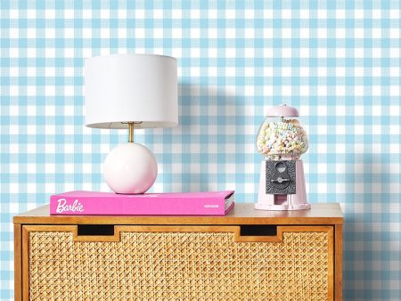 Barbie™ Gingham  Wallpaper by Barbie™ - Baby Blue Fashion