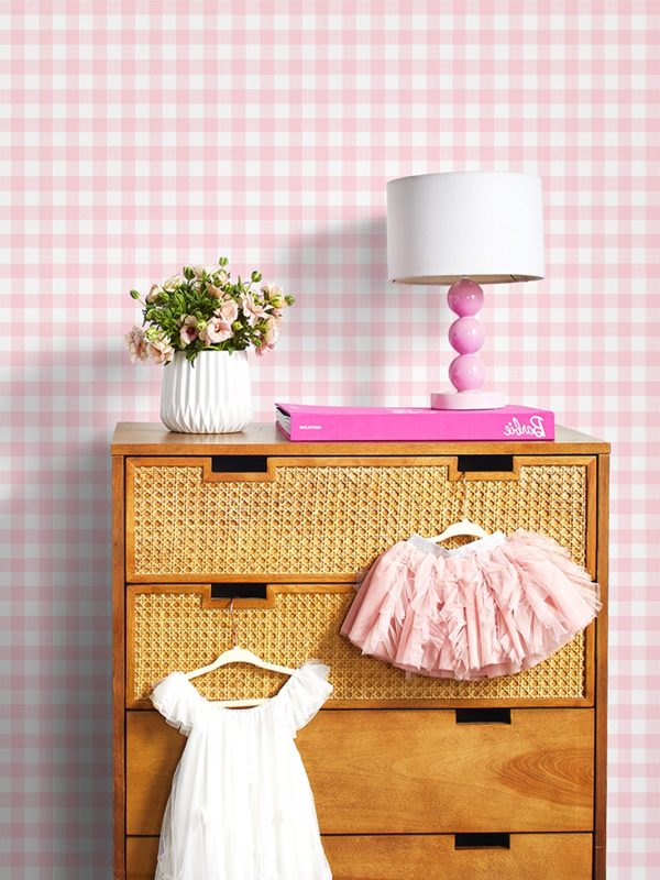 Barbie™ Gingham  Wallpaper by Barbie™ - Ballet Slipper Hot on Sale