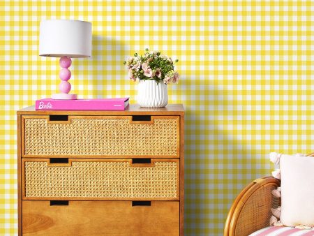 Barbie™ Gingham  Wallpaper by Barbie™ - Daffodil For Cheap