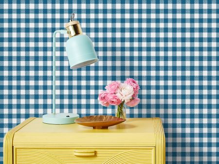 Barbie™ Gingham  Wallpaper by Barbie™ - Cadet Blue on Sale