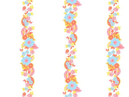 Floral Stripe  Wallpaper by Barbie™ - Watermelon Blue Sale