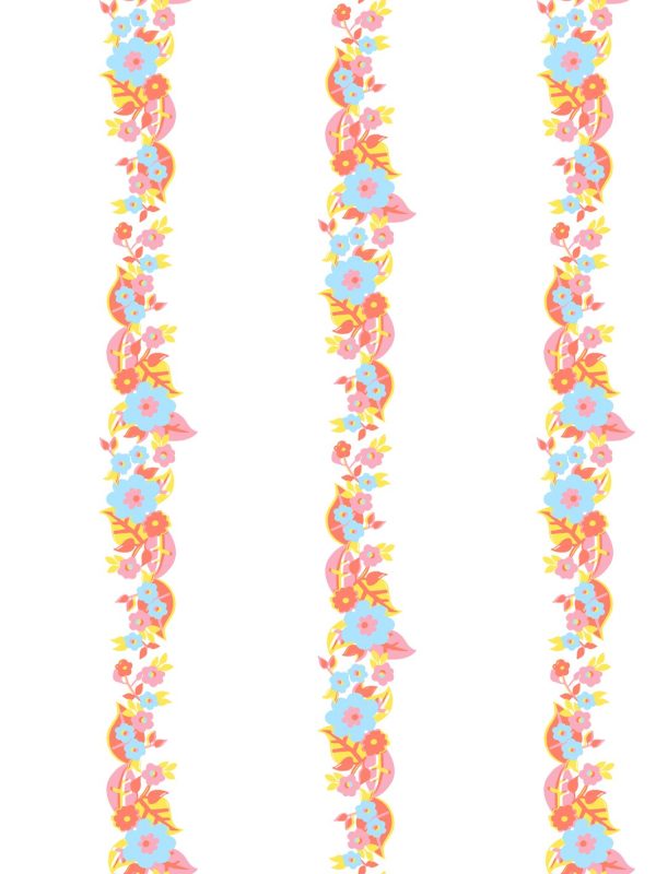 Floral Stripe  Wallpaper by Barbie™ - Watermelon Blue Sale